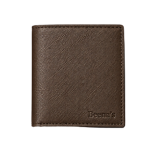 Beena's <b>Men's</b> Genuine Leather Slim <b>Wallet</b> Open Closure Vintage Geometric Pattern Short <b>Brown</b> Daily Use - Product Image 1