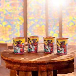 Rajasthani Folk Art Print Copper Tumbler Ethnic Designer Water Glass Cultural Metal Drink <b>Cup</b> <b>Reusable</b> Giftware Decor - Product Image 6