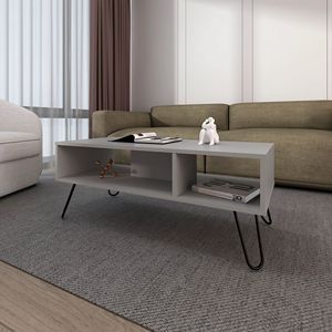 Tavolino da caffè a 2 ripiani in fumé dal design elegante - Product Image 1