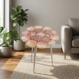 Modern <b>Round</b> Nesting <b>Side</b> <b>Tables</b> with Faux Marble Top and Metal Frame Living Room Furniture Decorative Accent <b>Table</b> - Product Image 5