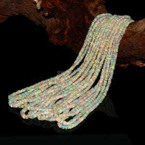 Cadena de cuentas de ópalo etíope de 16 pulgadas, 3-3.5mm, ópalo etíope natural de Welo, ópalo de fuego blanco, cuentas redondas lisas, piedras preciosas sueltas - Product Image 5