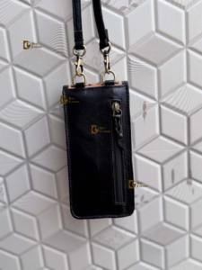 Sac à main pour téléphone fait main, sac en cuir sculpté à la main, petit sac à motif damier, pochette unique de créateur, sac bandoulière - Product Image 3