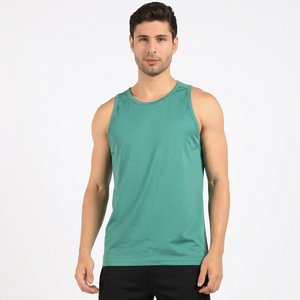 Men's Solid <b>Green</b> Sleeveless <b>Tank</b> <b>Top</b> O-Neck Breathable Quick Dry Knitted 100% Cotton Casual Workout Activewear - Product Image 6