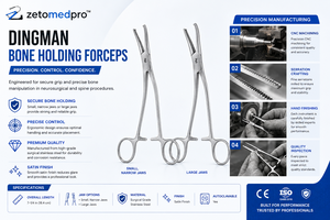 คีมจับกระดูก DINGMAN ขนาดเล็ก ปากแคบ และปากใหญ่ 7.25 นิ้ว ZETOMEDPRO - Product Image 2