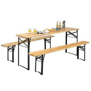 Set of 3 Pieces <b>Folding</b> <b>Wooden</b> Picnic <b>Table</b> Bench for Outdoor Garden Use - Product Image 1