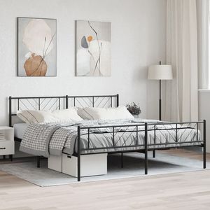 Cadre de lit en métal noir avec revêtement en poudre, 72 x 84 pouces - Product Image 1