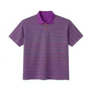 Mens premium cotton jersey polo <b>shirt</b> 220 GSM navy <b>white</b> stripe panel long sleeve embroidered applique logo Men's Polo <b>Shirts</b> - Product Image 4