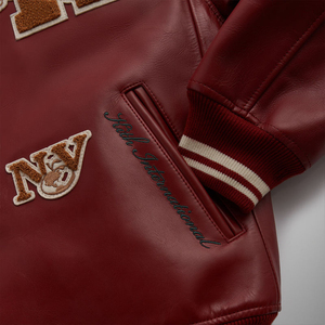 Veste en cuir de style baseball avec logo personnalisé, veste en cuir pour hommes grande taille, veste à manches brodées pour hommes - Product Image 6