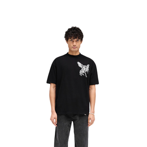 T-shirt imprimé DTG noir pour homme, design graphique mythique surdimensionné, tee-shirt en coton streetwear, vente en gros - Product Image 1