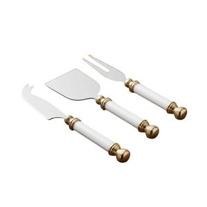 Coffret Cadeau Tendance : Ensemble de Couteaux à Fromage en Acier Inoxydable Doré à Poignée Imprimée Florale, 3 Pièces, pour Planche à Charcuterie Décorative - Product Image 5