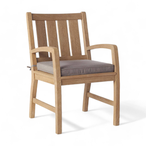 Solid <b>Oak</b> Outdoor Garden Chair with Gray Cushion Rustic Design Weather Resistant Wood <b>Frame</b> for Patio Furniture - Product Image 1