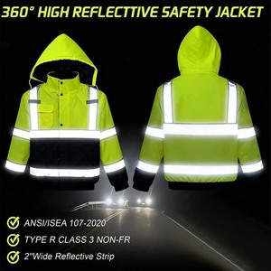 Vêtements de travail haute visibilité personnalisés de classe 3 ANSI, veste bomber réfléchissante de sécurité imperméable pour l'hiver - Product Image 3