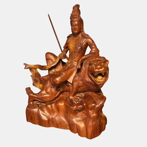 Handmade Sandalwood <b>Statue</b> of Bodhisattva Samantabhadra Feng Shui Design Portrait Pattern Tabletop <b>Religious</b> Home Office Decor - Product Image 5
