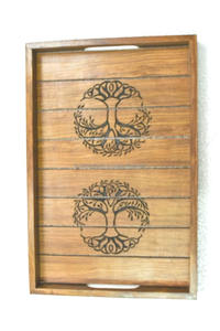 ถาดเสิร์ฟไม้แบบใหม่ล่าสุดพร้อมหูจับ ถาดเสิร์ฟตกแต่งสำหรับอาหารและกาแฟ - Product Image 5