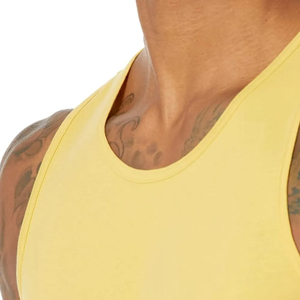 Débardeur tricoté jaune uni pour homme, col rond, sans manches, décontracté - Product Image 4