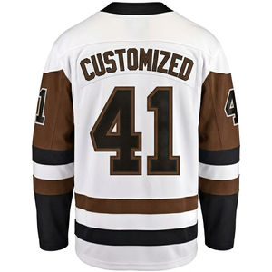 Manufacturer Sublimation White <b>Brown</b> Black Custom Ice Hockey Jersey FullSleeve Breathable Customized Team Number logo 100% - Product Image 2