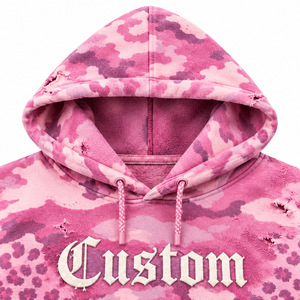 Sweat à capuche unisexe rose personnalisé en molleton 100 % coton 350g, coupe courte oversize avec poche avant et détails vieillis, idéal pour l'automne - Product Image 2