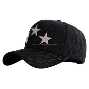 Casquette de baseball sportive unisexe de haute qualité en denim et nylon noir avec visière en daim, 5 panneaux, courbée, couronne moyenne, brodée - Product Image 3