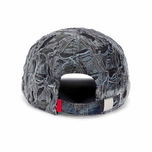 Washed Denim Baseball Cap 6-Panel Unisex Adjustable Distressed Checkered Pattern Street Style Casual <b>Hat</b> Spring <b>Summer</b> - Product Image 2