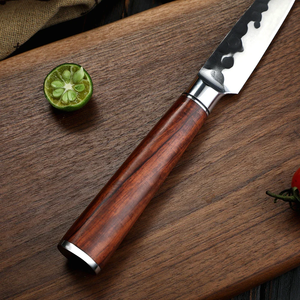 Couteau de cuisine en acier à haute teneur en carbone forgé à la main, lame de 5 pouces, couteau utilitaire japonais Kiritsuke, manche en bois de rose - Product Image 5