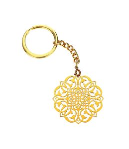 Llavero de Lujo con Mandala de Latón y Borla Roja, Forma Redonda, Acabado Dorado, para Llaves, Bolsos y Carteras - Product Image 5