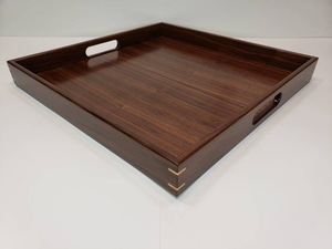 Luxury <b>Square</b> Wooden Breakfast Tray with Raised <b>Edge</b> and Metal Handles for Bed and Sofa Use - Product Image 4
