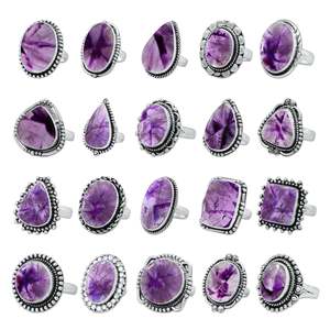 Natural Star <b>Amethyst</b> Gemstone 925Sterling <b>Silver</b> Handmade <b>Ring</b> Multi Cabochon Purple Stone <b>Ring</b> for Women Jewelry Gift - Product Image 1