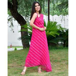 ชุดเดรสยาวผ้าชีฟองสีชมพู รุ่นเลเฮริยา คัฟตัน คอทรงโอ ประดับเลื่อมและลูกปัด ระบายอากาศได้ดี ทรงปกติ ไซส์ XS - Product Image 5