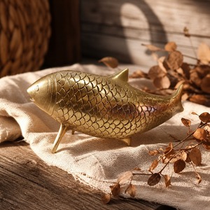 SHUBHAM Brass Art Deco Carved Fish Incense Holder Figurine Stand for Living Room Mantel Home Decor - Product Image 6