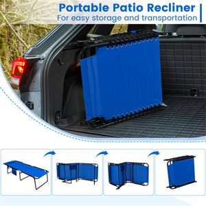 Lettino Pieghevole Moderno da Esterno, 68 cm di Larghezza, Schienale Regolabile in 4 Posizioni, Cuscino Impermeabile Blu Navy - Product Image 3