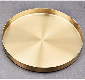 Premium Quality <b>Round</b> Brass Decorative <b>Tray</b> for Serving Snacks Drinks Coffee <b>Table</b> Kitchen Home Hotel Dining Accessories - Product Image 1