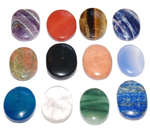 7 <b>Chakra</b> Oval Stones 10CM <b>Set</b> Natural Healing with Engraved Symbols Worry Stone Therapy Excellent Aid Anxiety Treatment - Product Image 4