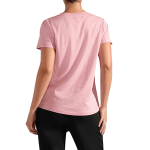 Camiseta de Manga Corta con Cuello Redondo Rosa para Mujer, 100% Algodón Jersey, Color Sólido Informal, Transpirable, Corte Regular, para Todas las Temporadas - Product Image 6