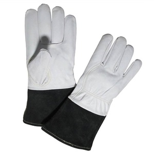 Gants de soudage TIG de sécurité industrielle en cuir pleine fleur et croûte de vache, résistants à l'abrasion, pour la lutte contre les incendies et le barbecue - Product Image 1