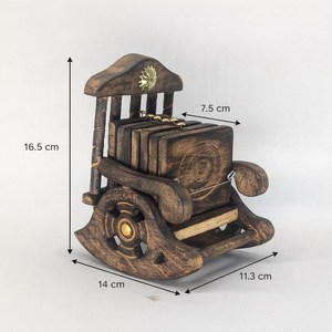 Handcrafted Mango Wooden Rocking <b>Chair</b> Tea Coaster Set - Rustic 6 Plate Design for Home Décor & Gifts - Product Image 2