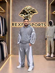 REXFIT SPORTS Custom <b>Nylon</b> <b>Tracksuit</b> <b>Men</b> Gray Windbreaker Jacket Pants Set Lightweight Sportswear Streetwear Jogger <b>Tracksuit</b> - Product Image 3