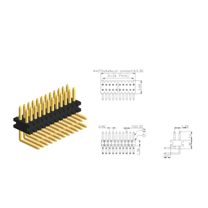 Conector de doble fila recto de latón dorado con paso de 0.8x1.2mm - Product Image 5