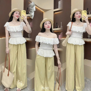 Conjunto de dos piezas de verano para mujer, ropa cómoda, natural, a la moda, lavable, con empaque personalizado, de fabricante vietnamita. - Product Image 4