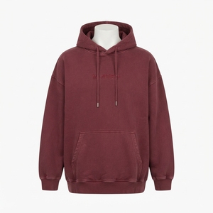 Sudadera con capucha extragrande de felpa para mujer, color burdeos lavado, con bolsillo canguro, estilo casual urbano - Product Image 4