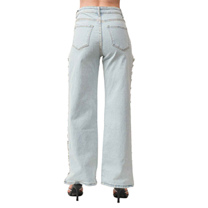 Pantalones Vaqueros Anchos con Bolsillos para Mujer, Moda 2026, Pantalones de Mezclilla Transpirables, Servicio OEM - Product Image 6