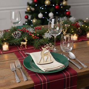 Personalized Wooden Deer <b>Place</b> <b>Card</b> Christmas Table Decor Holiday Animal Theme Rustic Design - Product Image 2