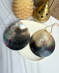 <b>Polished</b> Mother of Pearl Shell Beads Natural Mother of Pearl Shell Pendant Jewelry Craft <b>Black</b> Round Shape Mother Of Pearl Hole - Product Image 5