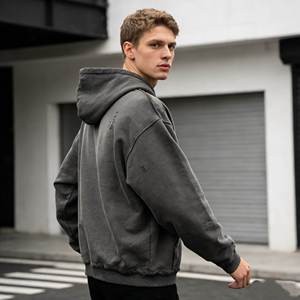 Custom Men's Full-<b>Zip</b> Hoodie 100% Cotton Terry Fabric Regular Fit Waterproof Windproof Breathable Eco-Friendly Wholesale - Product Image 2
