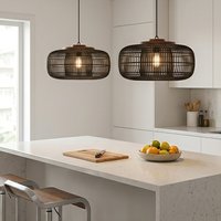 Lampe suspendue en rotin tissé noir, lanterne bohème artisanale de luxe, lampe de plafond de Noël, écologique, durable, pour la maison, l'hôtel, l'intérieur