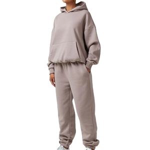 Custom Fitted Women's Winter Hooded Velvet Track Suit <b>Set</b> with Custom Logo Print Colors & Plus Size Options - Product Image 2