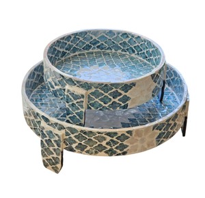 ชุดภาชนะสองชั้นลายเปลือกหอยมุกสีเขียวขุ่น งานแฮนด์เมด สำหรับร้านค้า - Product Image 2