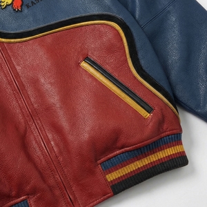 Chaqueta Bomber Varsity Azul y Roja |   Chaqueta Letterman con Bordado de Tigre |   Chaqueta bomber de cuero extragrande |   Fabricante OEM Personalizado - Product Image 3