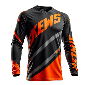 เสื้อเจอร์ซีย์มอเตอร์ครอสแขนสามส่วนสำหรับผู้ชาย พิมพ์ลายแบบซับลิเมชั่น แห้งเร็ว สีดำส้ม ดีไซน์สำหรับทุกฤดูกาล - Product Image 5