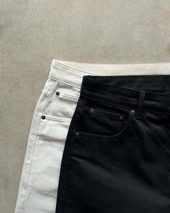 Jean en denim brut selvedge personnalisé, taille mi-haute, coupe droite, style streetwear vintage, poids moyen, noir et blanc, en coton japonais pour homme - Product Image 3