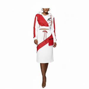 Conjunto de faldas personalizadas OEM a la moda para mujer, top corto con capucha y estampado de logotipo informal, conjunto de faldas con capucha para invierno - Product Image 3